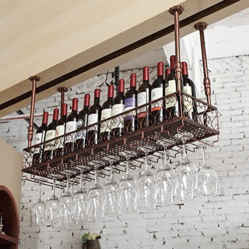 Casier à vin domestique suspendu avec support de verres ergonomique