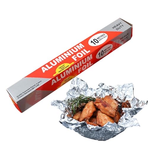 Birtern Pellicola da cucina – 200 x 30 cm foglio di alluminio con taglierino, rotolo per avvolgere alimenti, barbecue, grigliare e arrostire