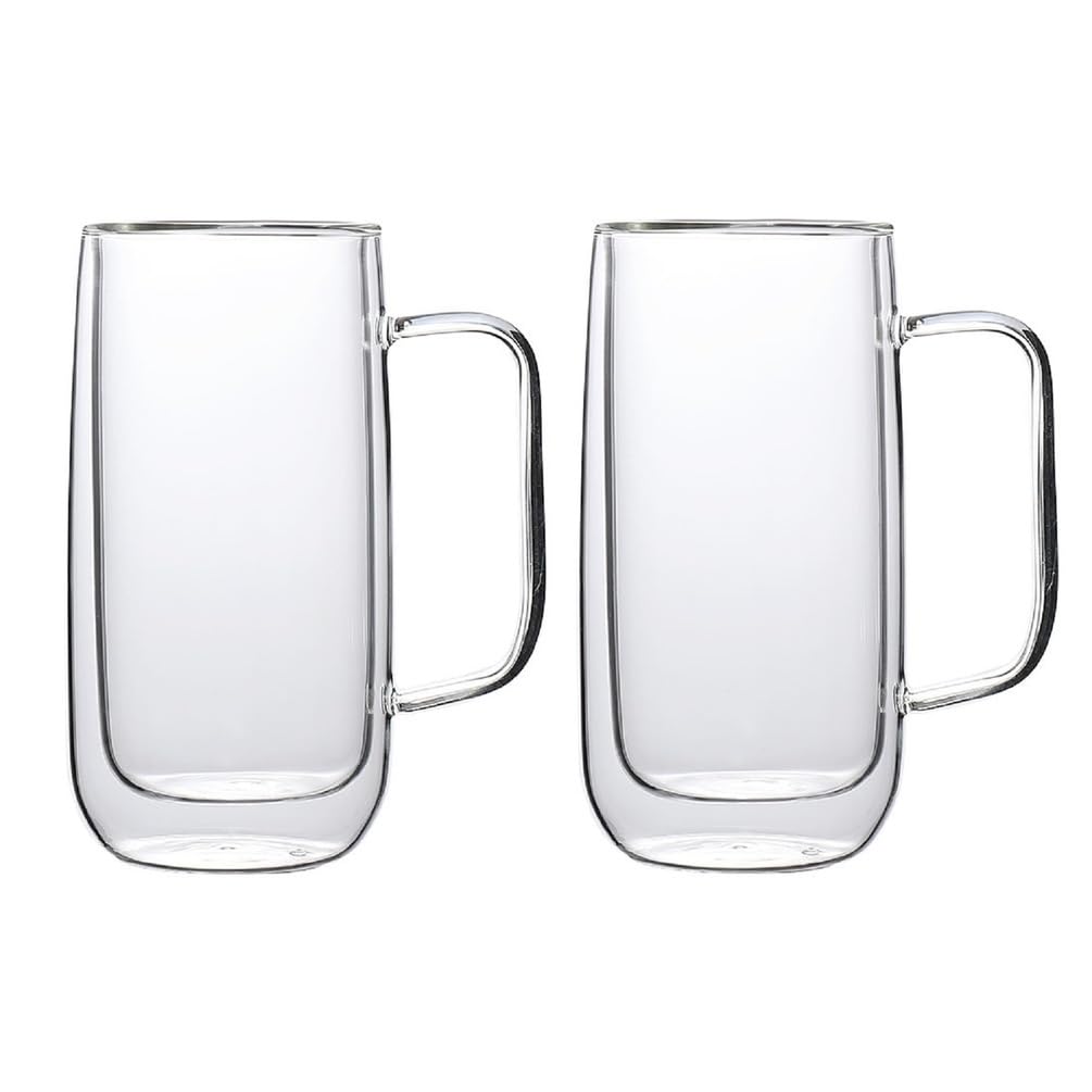 Szklane filiżanki do kawy o podwójnych ściankach, kubki do szklanek do kawy, kubki do herbaty z uchwytami, filiżanki do cappuccino latte macchiato, 400 ml filiżanka do kawy cappuccino
