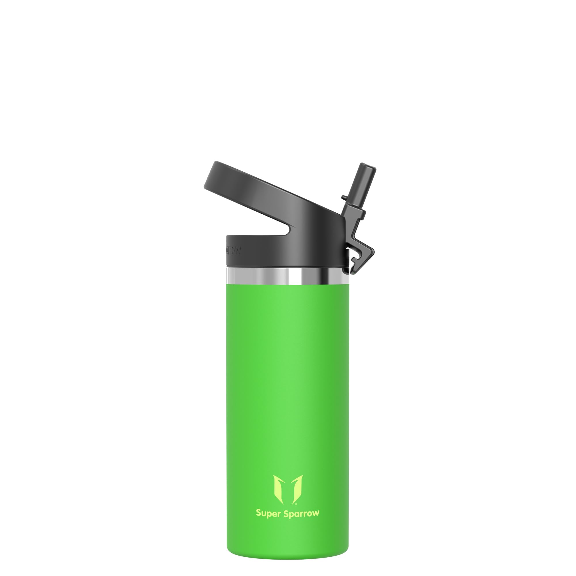 Super Sparrow Water Bottle Insulated - 500ml - Wide Mouth Metal Bottle - Wide Mouth SwivelSip Flask - BPA Free, Leak Proof - Ergonomic Straw Water Bottles for Work, Gym, Travel, Sports