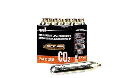 Lancer Tactical 12 Gram CO2 Cartridges for Pellet Guns, BB Guns, Airsoft Guns, and Paintball Guns - Pack of 15