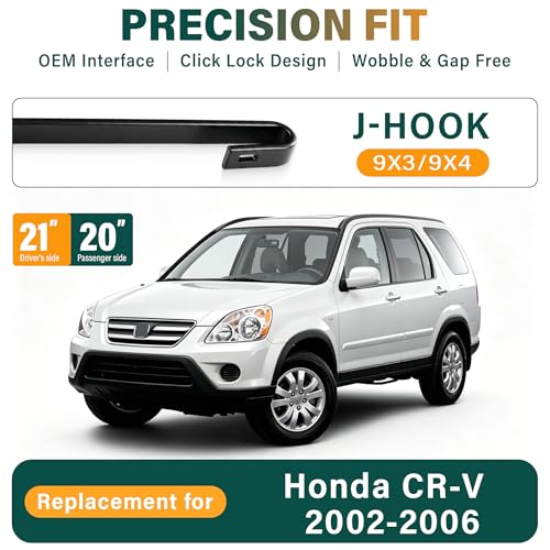 Image of Windshield Wiper Blades Replacement for Honda CRV CR-V 2002 2003 2004 2005 2006,Original Equipment Replacement Front Rear Wiper Blade Set - 21 inch 20 inch 10 inch (Set of 3)