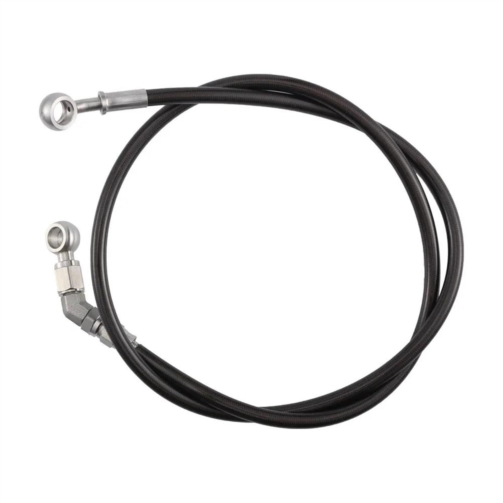 Ksxzw Black- Silver Motorbike Part Motorcycle Brake Clutch Oil Hose Braided Steel Tube Pipe Line Cable 90Cm Bent Extend/28° Connector For Motorbike Spare Part