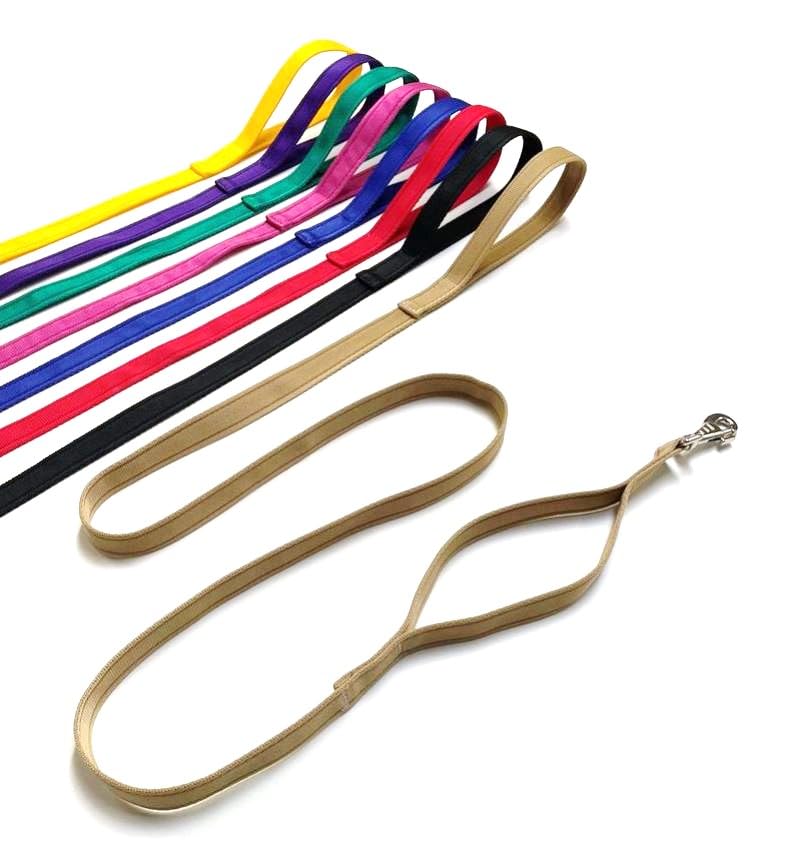 Double Handle Dog Leads 2m Long Quick Grab Handle For Safety Control In 25mm Cushion Webbing (Beige)