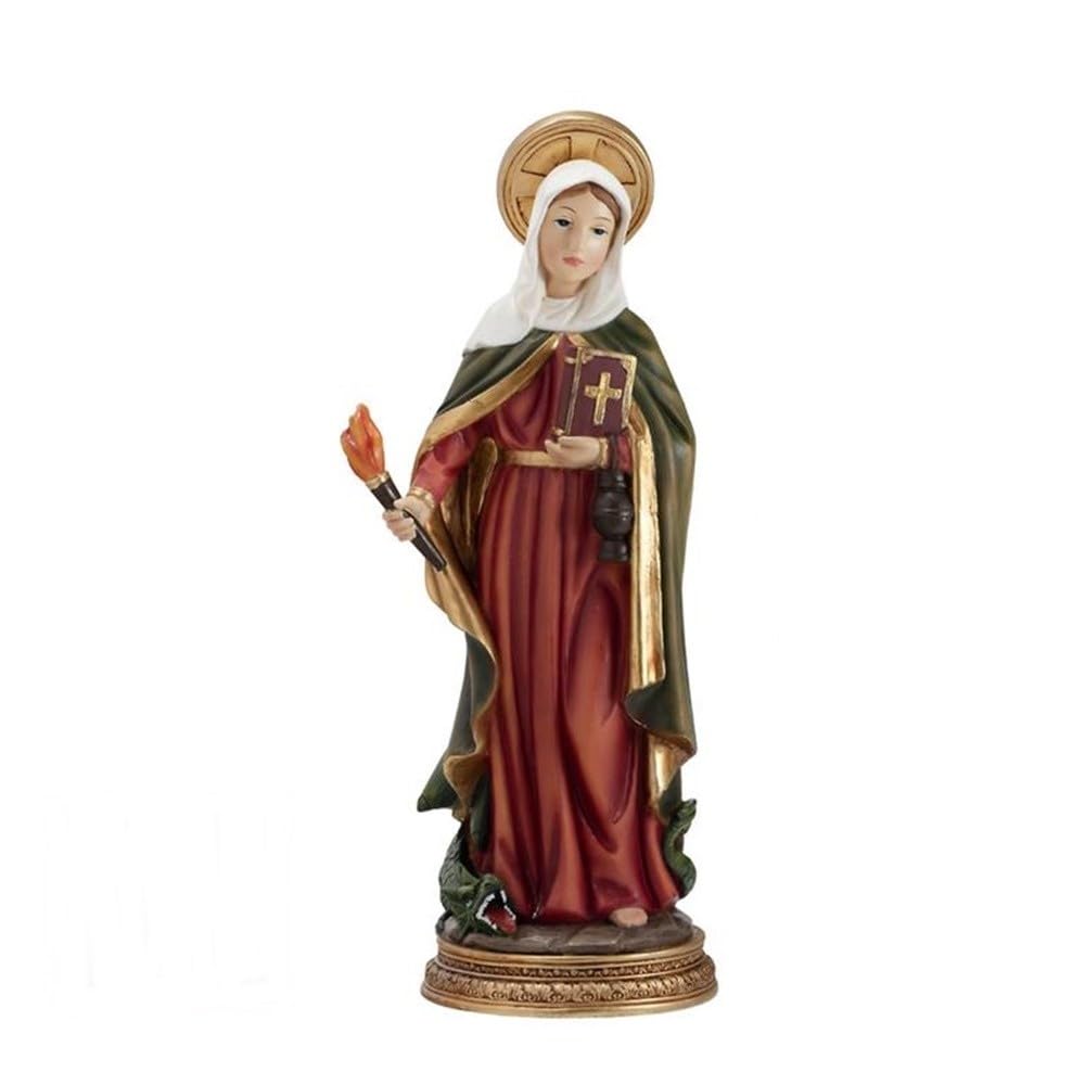 Statue Sainte Marthe de 30 cm avec socle en résine aux détails d'exception