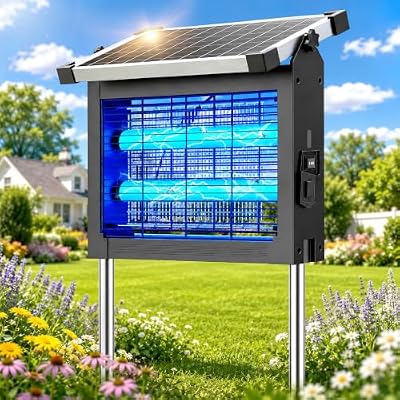 Zechuan Solar Bug Zapper Outdoor, Cordless Rechargeable Mosquito Killer