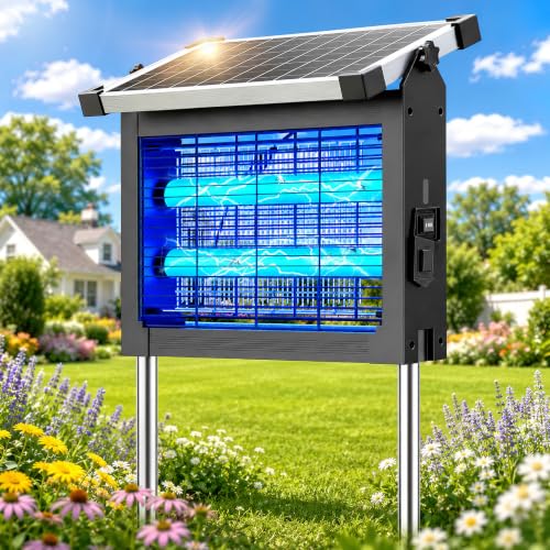 Zechuan Solar Bug Zapper Outdoor, Cordless Rechargeable Mosquito Killer