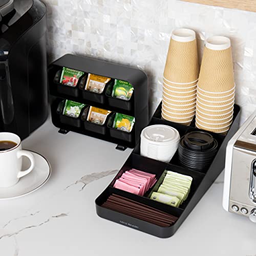 Mind Reader Tea Storage, Cup and Condiment Station, Set of 2, Countertop Organizer, Kitchen, 7.25"L x 15.5"W x 5.25"H, Black by Mind Reader - Used condition - Image 6