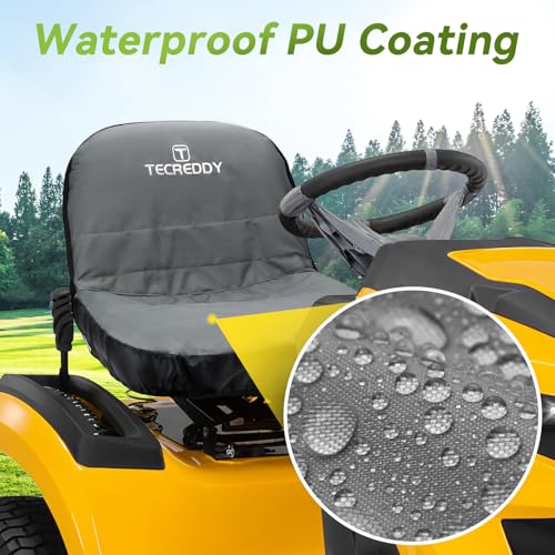 Image of Lawn Mower Seat Cover, Weatherproof Durable Tractor Seat Cover Compatible with Husqvarna Craftsman Toro John Deere Cub Cadet Riding Lawn Mower, Medium