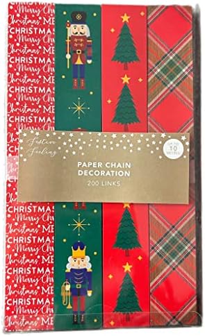 eBoutik  Novelty Christmas Decorations - Make Your Own Traditional Christmas Paper Chain Kit  Paper Chains Self Adhesive (Traditional Christmas)