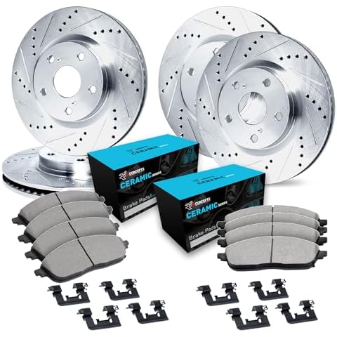R1 Concepts Front Rear Brakes and Rotors Kit |Front Rear Brake Pads| Brake Rotors and Pads| Ceramic Brake Pads and Rotors |Hardware Kit|fits 2018-2021 Subaru WRX STI Cover