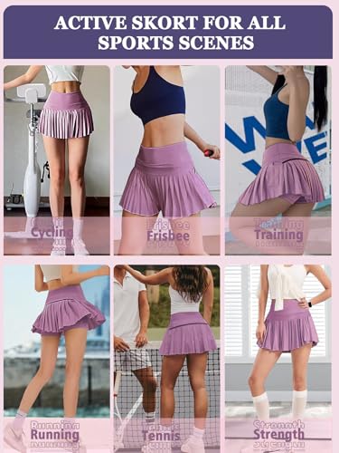 Fanseler Saia rodada feminina plissada tênis com shorts de golfe atlética controle de barriga com bo