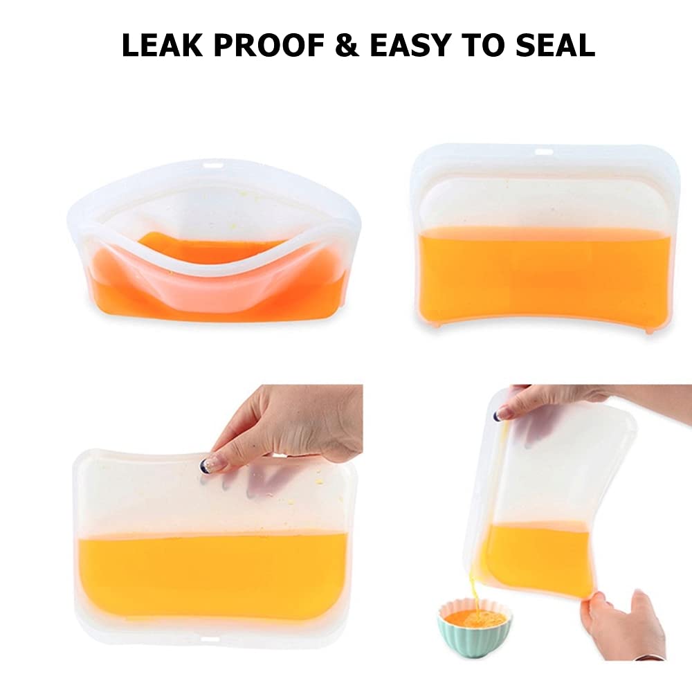 4-pack Herbruikbare Siliconen Voedselzakken (2L, 1,5L & 2M, 1L) | Sous Vide, Sandwich, Lunch, Snack | Afbreekbare Vriezer-Lekvrije Rits