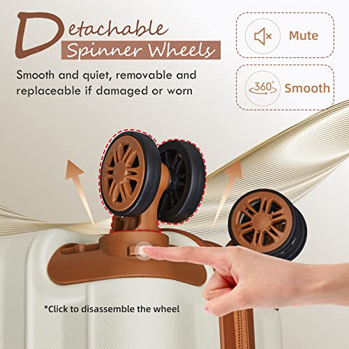 Imiomo 18 Inch Carry On Suitcase,Hardside Luggage With Spinner Wheels,Lightweight Travel Luggage Sets With Tsa Lock. (White&Brown) #TOP2