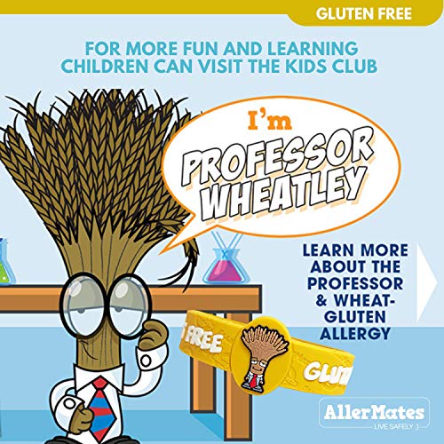 Gluten Allergy Bracelet For Kids, Allergy Wristband Celiac Awareness Bracelet– Colorful Children's Wheat Allergy Bracelet, Gluten Free Awareness Ages 3+ Latex Free (2 Pack “Professor Wheatley”) #TOP4