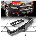 ECOTRIC Class IV Trailer Hitch Receiver and Bezel Compatible with 2011-2022 Jeep Grand Cherokee Replacement for 82212180AC 82212180AD 3 Stages 2-inch Square Receiver (You Will Receive 2 Packages)