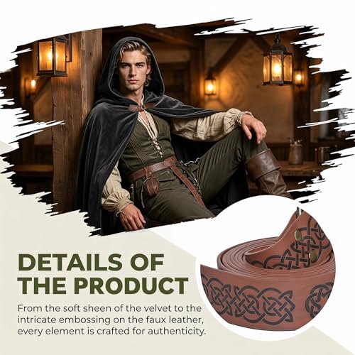 Image of Renaissance Hooded Cloak Set for Men Women Medieval Costume for Halloween