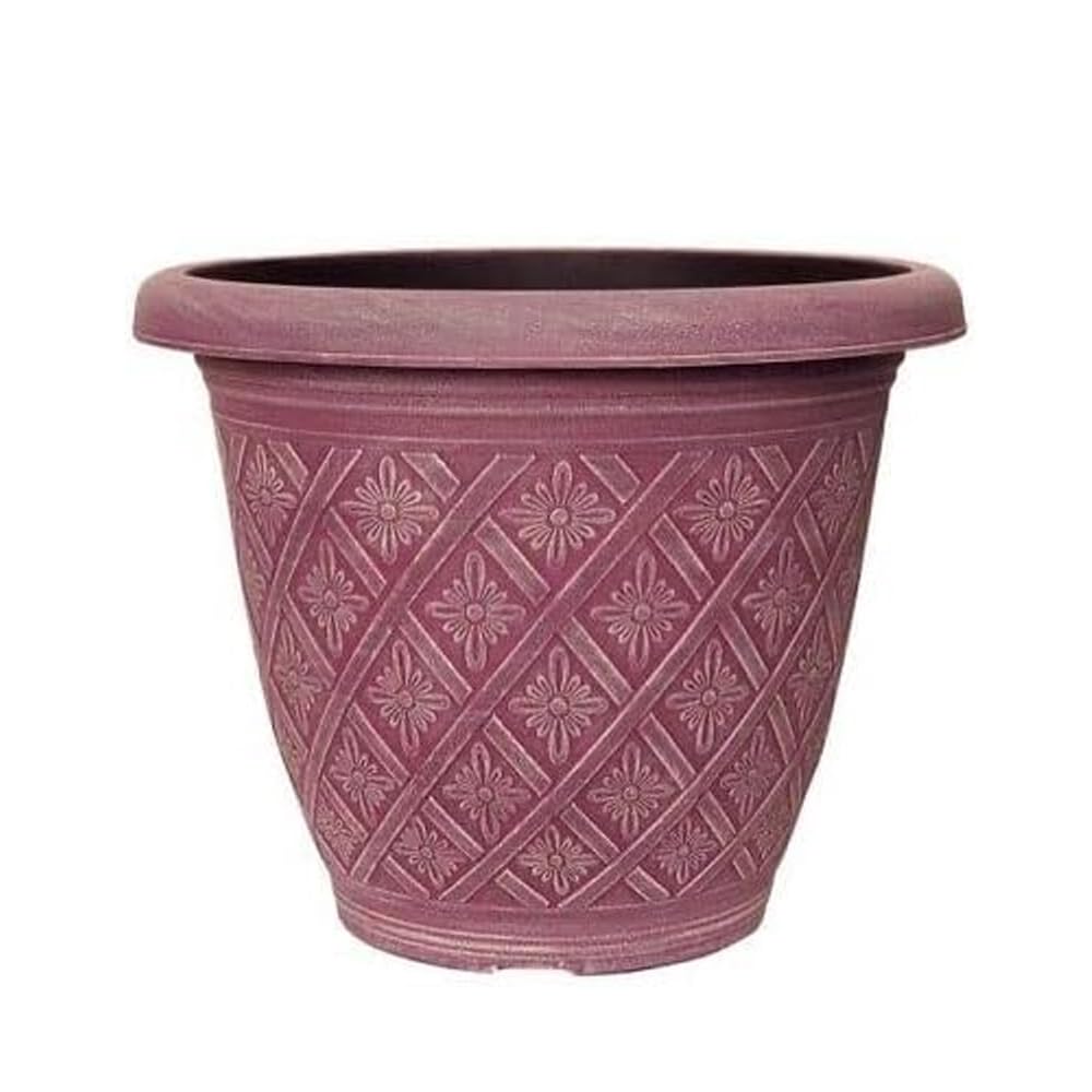Woven Blossom Planter Decorative Plastic Plant Pot Indoor Outdoor Use | Flower Planter for Patio, Balcony, Home Garden Herbs, Succulents | Modern Container (Woven Blossom Pink, 33cm – Pack of 1)
