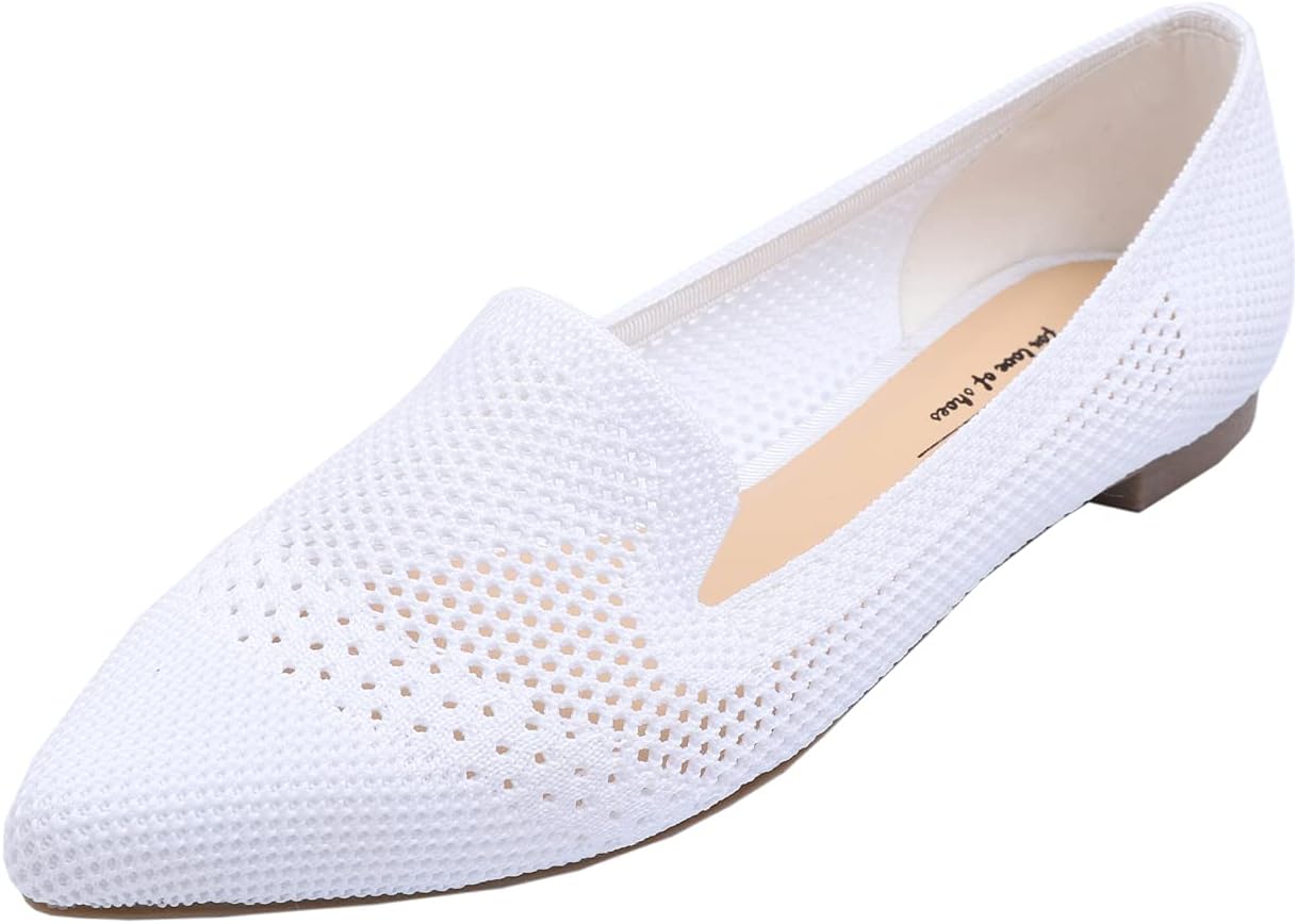 White Pointed Loafer Knit