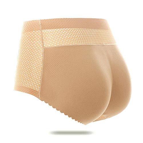 Culotte Push Up Remonte Fesse Rembourrée Invisible pour Femmes Soulever des sous-vêtements sans Couture Butt Lifter Hip Enhancer Panty Hip Pads Shapewear Fausse Fesse,Beige,XL