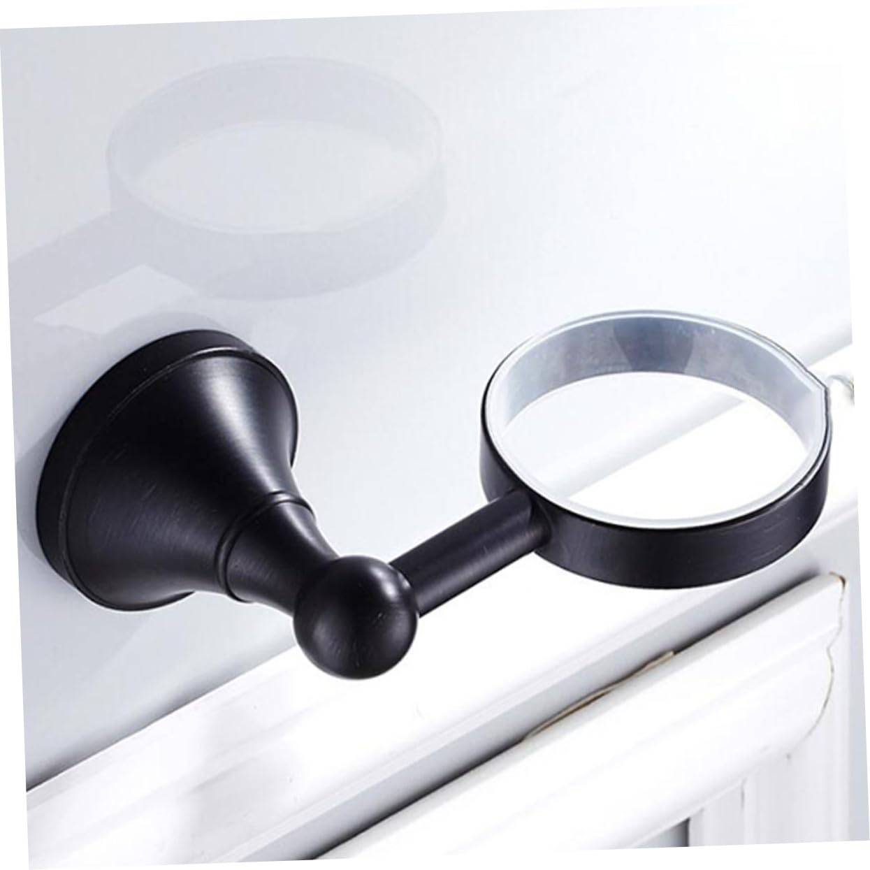 Soporte de Pared para Vaso y Cepillo de Dientes de Cobre con Taza Cerámica para Baño Rack de Almacenamiento Vintage Resistente y Elegante