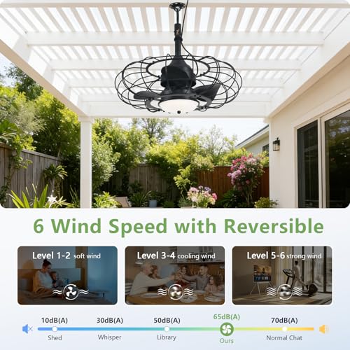 AHAWILL Outdoor Ceiling Fan with Light,20in Gazebo Fan with Remote and APP, 6 Speed,Dimmab - image 3