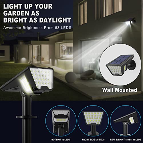 Latband Solar Spot Lights Outdoor, 53 Leds Ip65 Waterproof Solar Lights Outdoor, 2-In-1 Solar Landscape Spotlight Wall Light With Auto On/Off & 3 Modes For Yard Garden Decor 2 Pack (Cool White) #TOP4
