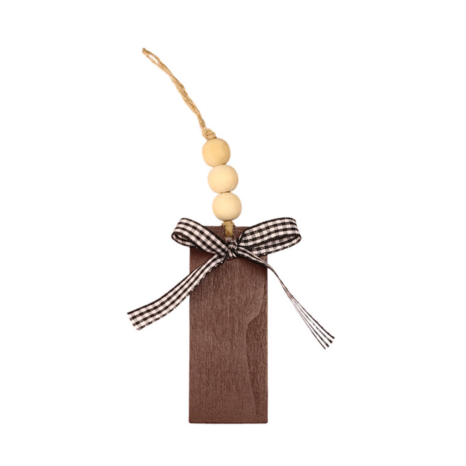 Carotoe Black And White Chec Wooden Hanging Ornament Christmas Pendant Decor For Holiday New Year Party Supplies Rectangle Wood Board With Beads Rope Christmas Party Supplies