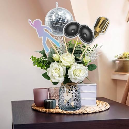 Image of Retro 70s Decade Throwback Party Centerpiece Sticks, Table Decorations for Disco Ball Dance, 70s Decade Throwback Decorations, Totally 1970s Party DIY Dessert Table Toppers.Set of 16