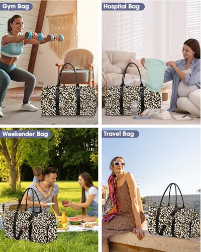 Image of Women Weekender Travel Duffle Bag: Travel Duffel Overnight Bags with Shoe Compartment Large Carry on Tote with Toiletry Bag Weekend Traveling Yoga Gym Hospital Bag for Women with Wet Pocket Cheetah