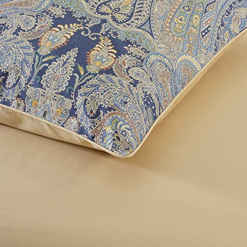 Softta Vintage Cal King Size Luruxy Bedding Set 3Pcs Duvet Cover Set Boho Golden Blue Black Orange Paisley 100% Egyptian Silky Sateen Cotton Reversible Home Bedding Collection Spa Blue 104×98 Inches #TOP5