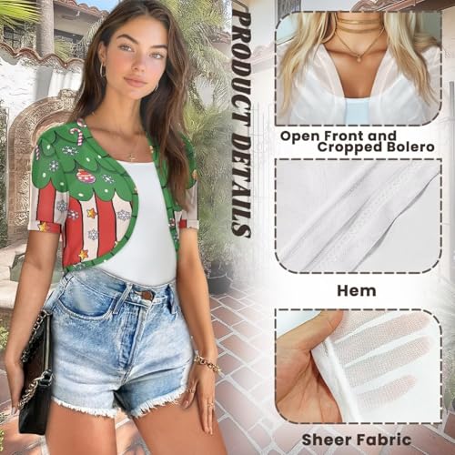 Image of Womens Short Sleeve Bolero Shrug Open Front Knit Cropped Cardigan Shoulder Cover for Dress Cute Casual Knit Cover Up