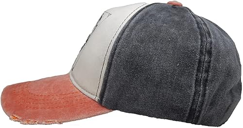 Miniatura 6 de Gorra de béisbol vintage con remaches de moda con letras cruzadas de algodón de mezclilla con borde deshilachado, sombrero de sol ajustable unisex