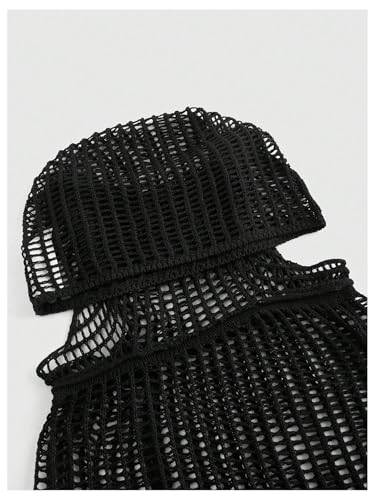 Verdusa Women's Hollow Out Hooded Sweater Sleeveless Sheer Lightweight Knitted Crop Tops4