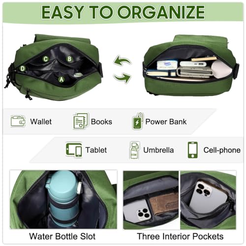 VASCHY Small Messenger Bag, Lightweight Casual Crossbody Sling Shoulder Side Bag for Men Women for Work/Travel/Daily Green by VASCHY - Used condition - Image 5