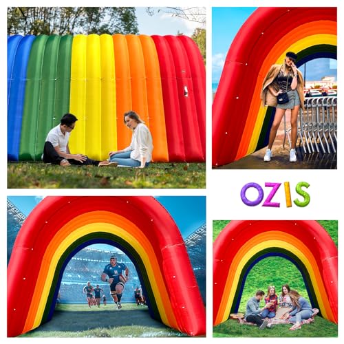 Image of OZIS 16Ft Inflatable Tunnel Entrance Sports with Installed Blower Inflatable Football Tunnel Tent Entryway for Business Advertising Event Exhibition Promotion(Rainbow,16x10x10Ft)