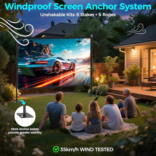 Image of Outdoor Projector Screen with Black Backing - 120 inch Portable Projection Screen with Stand, 16:9 Wrinkle-Free Opaque Movie Screen with Carry Bag for Indoor Home Theater Backyard Cinema