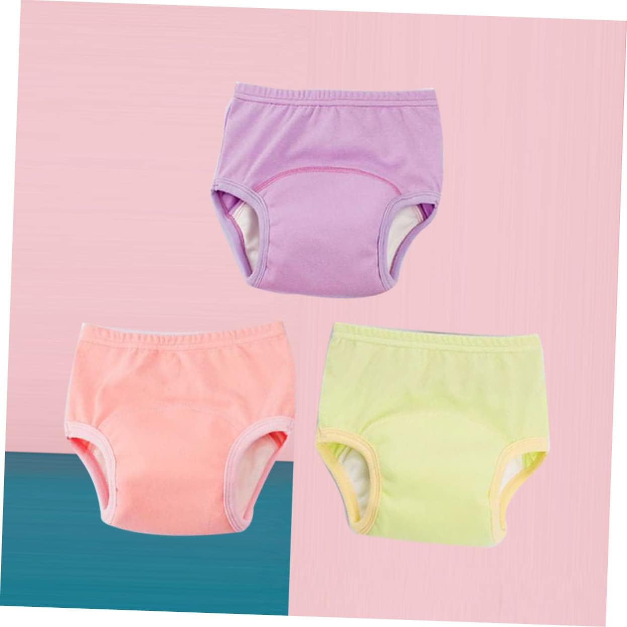 BESTonZON 3pcs Breathable Cotton Training Pants for Potty Training Soft Washable Diaper Pants Stretch Spandex Leg Openings for Comfort and Practical Use Assorted Color