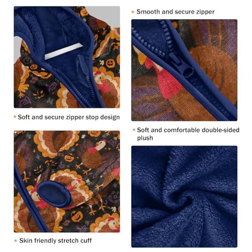 Turkey Pumpkin Halloween Background Design Toddler Fleece Jacket Girl Boys Hooded Fleece3