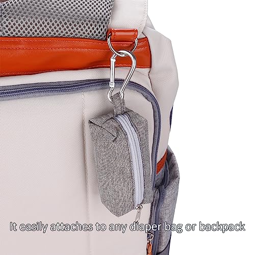 Image of Diaper Bag Dispenser with 80 Disposable Unscented Waste Bags (4 Refill Rolls) for Baby and Toddler Poop or Dirty Clothes (Grey)