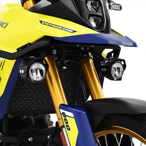 LED Zusatzscheinwerfer inkl. Halteset für Abblendlicht mit Gehäuse für kompatibel mit Suzuki V-Strom 800 DE schwarz von Baujahr2022 bis Baujahr 2026