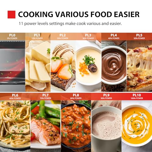 TOSHIBA Black Mirror Microwave 20Liter 800W Digital Solo Small Microwave With 11 Power Levels, One touch Express Cook with 6 Auto Menus, Defrost, Digital Display, Perfect for 9''pizza, MW3-EM20PF(MB) - Image 4
