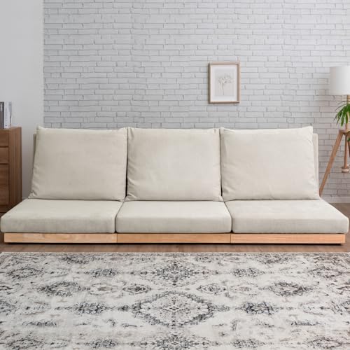 タンスのゲン ソファー 3人掛け スーパーハイバック【超BIG座面/洗えるカバーリング】ローソファー 天然木 フロアソファー 4人掛け 三人掛け 四人掛け おしゃれ 北欧 82500110(100584)