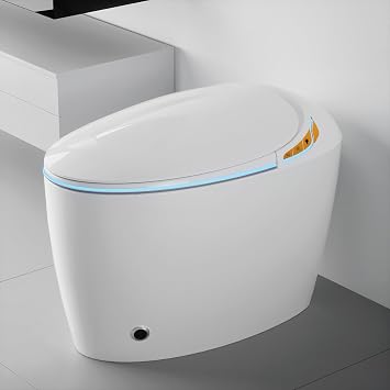 One Piece Smart Toilet, Built in Tank Bidet Toilet for Modern Bathroom, Auto Open/Close Seat, Foot Sensor, LED Display, Night Light, Warm Water & Dryer, 12" Rough-In, White
