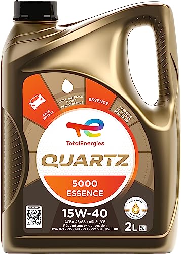 TotalEnergies Quartz 5000 essence 15W-40, Huile moteur, 2 litres