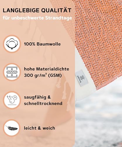 pamuq® Strandtuch XXL – Hamamtuch, Saunatuch, Badetuch & Duschtuch aus Baumwolle, handgemacht, leicht, saugstark, schnelltrocknend… – Ansicht 3