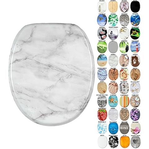 Soft Close Toilet Seat | Stable Hinges | Easy to Mount | Many Different Designs (Marble) Cover