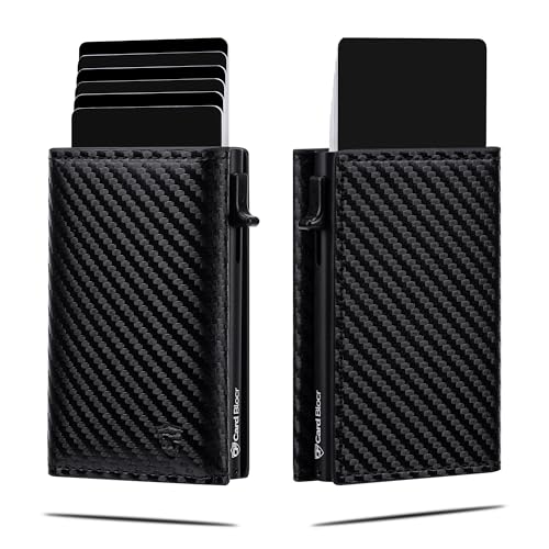 Image of Conceal Plus RFID Wallet for Men with Apple Find My Tracker, Black Carbon | Slim Wallet for Men Stores up to 10 Cards, Wallet Tracker with Cash & ID - Carbon Fiber Design for Organized Daily Essentials