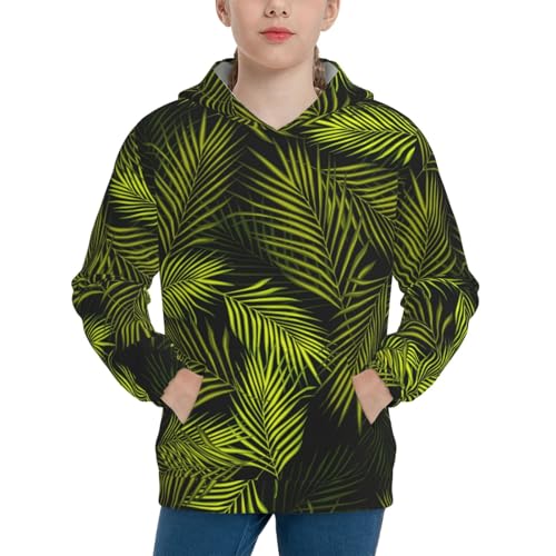 Tropical Palm Leaves Fern Leaf Kid Hoodies Boys Sweatshirts Girls Pullover with Pocket