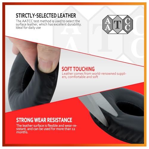 Image of Crysendo Headphone Cushion for Sony mdr zx310a Headphones | 70mm Headphone Cushion Frog Leather Cushion 7cm Ear Cushion | 1.5cm Thick Replacement Ear Pads | Frog Leather & Soft Foam Earpad (Black)